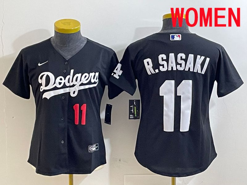 Women Los Angeles Dodgers 11 R.Sasaki Black Game 2025 Nike MLB Jersey style 2